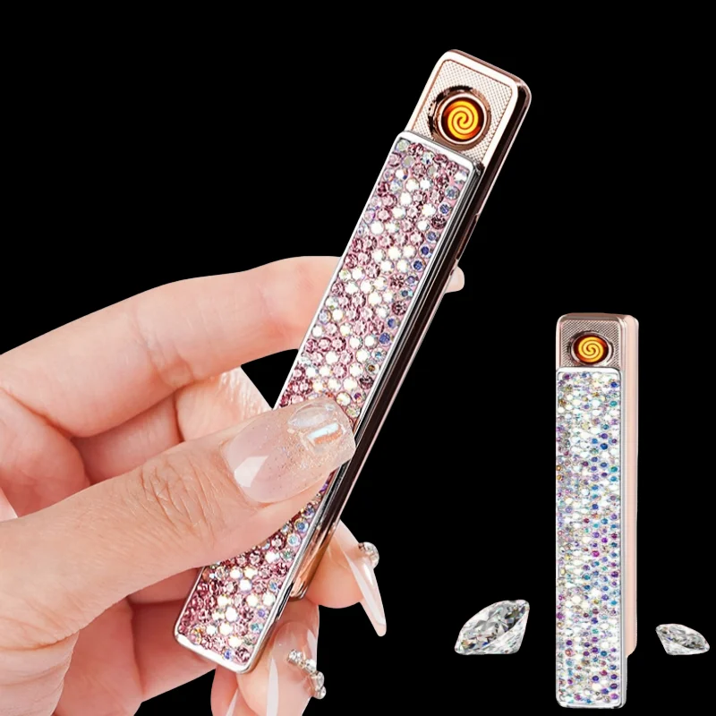 New Fashion Diamond Set USB Lighter Windproof Metal Tungsten Wire Mini Compact Portable Lighter for Women Smoking Gift
New Fashion Diamond Set USB Lighter Windproof Metal Tungsten Wire Mini Compact Portable Lighter for Women Smoking Gift
