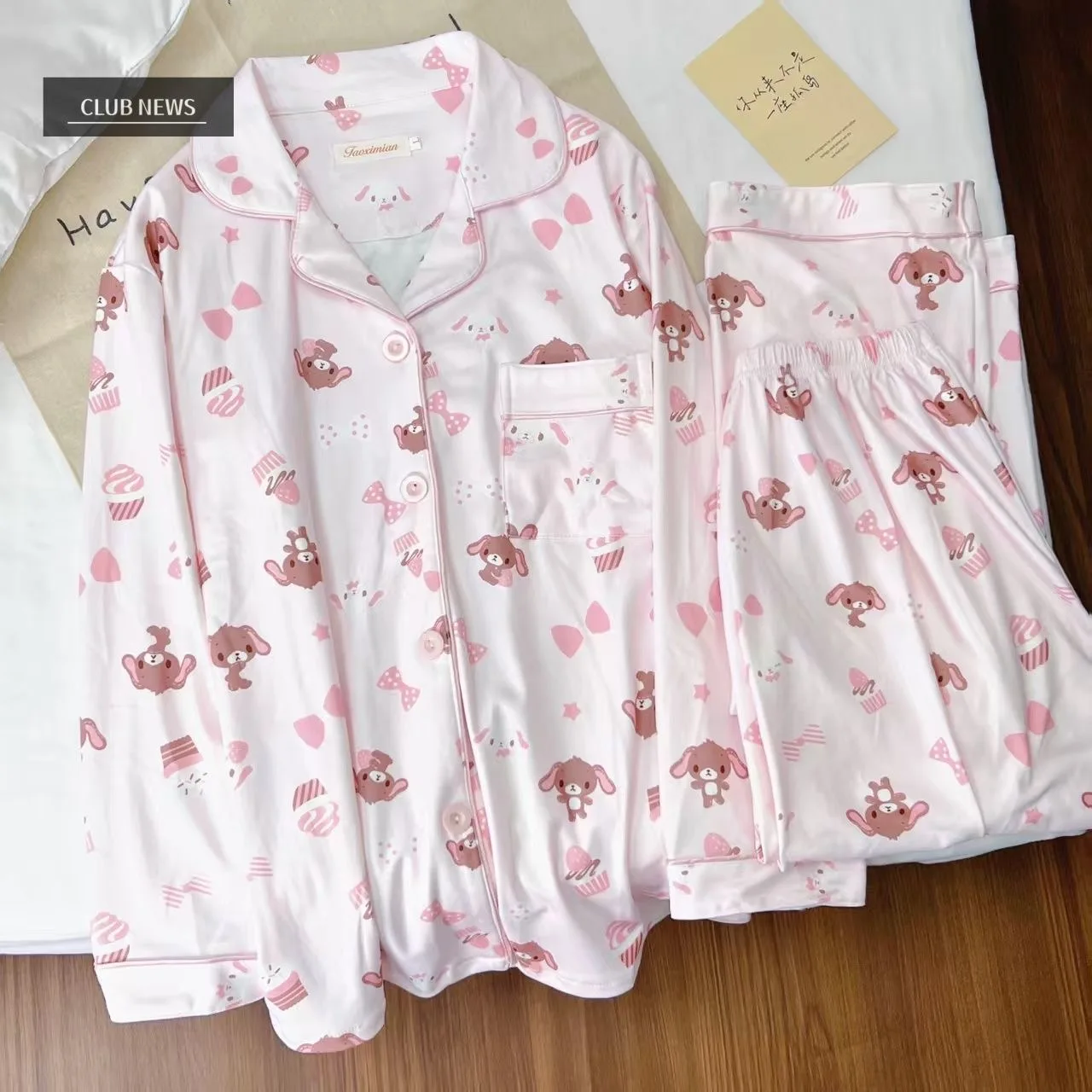 Cute Cartoon Sweet Rabbit Sleepwear Set Women's Long Sleeve Long Pants Home Clothes Soft Girl Spring Autumn Outfit Birthday Gift
Cute Cartoon Sweet Rabbit Sleepwear Set Women's Long Sleeve Long Pants Home Clothes Soft Girl Spring Autumn Outfit Birthday Gift