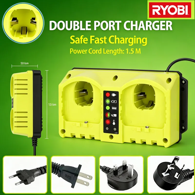 Dual Fast Charger original Ryobi 18V-20V Nickel Battery P120 P170 P180 P190 belt LED Indicator AC Plug EU/US/UK/AU Power Tools
Dual Fast Charger original Ryobi 18V-20V Nickel Battery P120 P170 P180 P190 belt LED Indicator AC Plug EU/US/UK/AU Power Tools