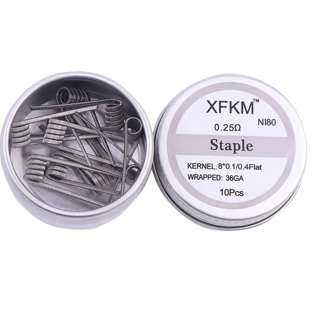 XFKM 10pcs/lot Fused Flat Coil Premade Coils Ni80 Heating wire Prebuilt Coil DIY Coils Building
XFKM 10pcs/lot Fused Flat Coil Premade Coils Ni80 Heating wire Prebuilt Coil DIY Coils Building