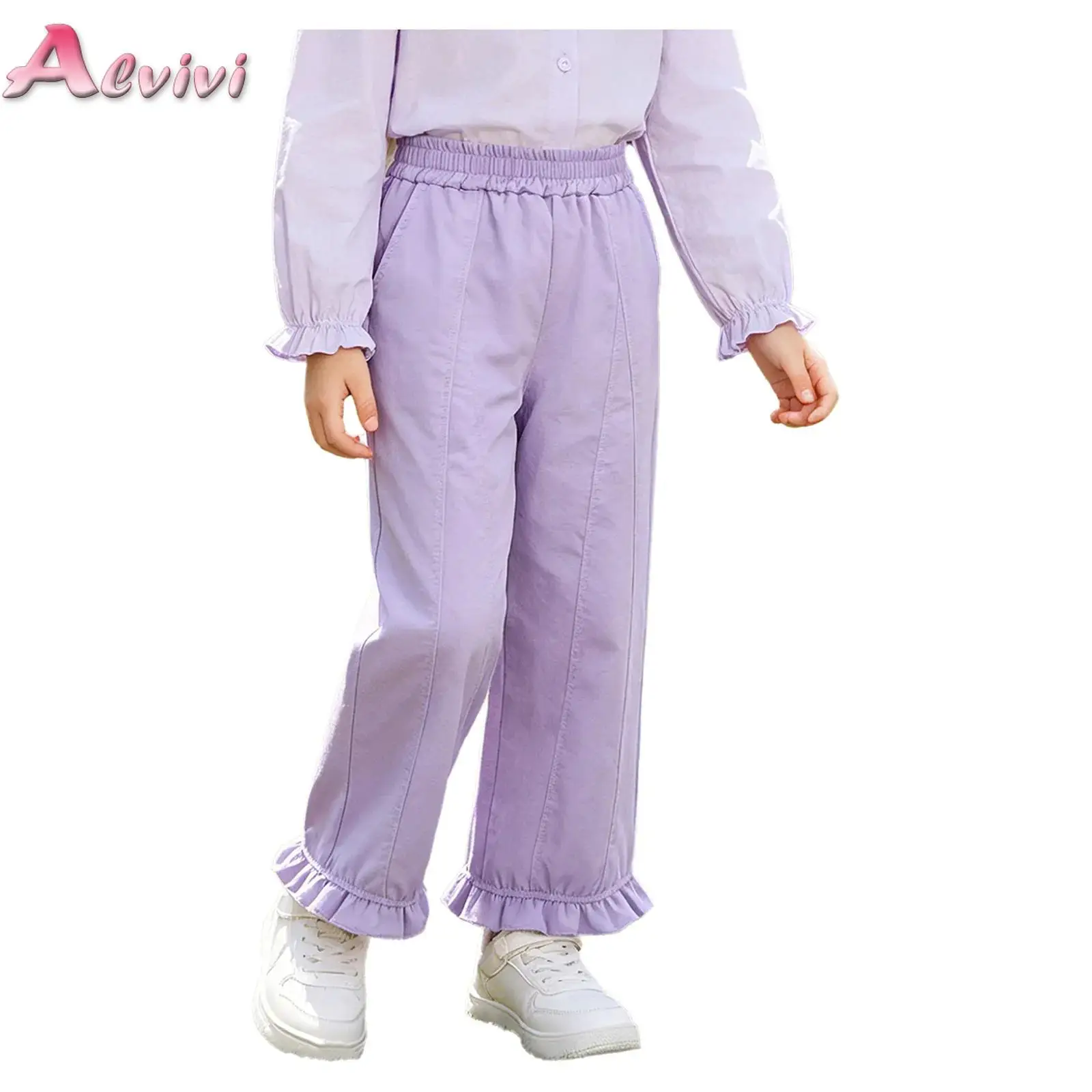 Kids Girls Ruffle Hem Pants Elastic Waistband Wide-leg Ankle-length Trousers with Pockets for Holiday Weekend Park Picnic
Kids Girls Ruffle Hem Pants Elastic Waistband Wide-leg Ankle-length Trousers with Pockets for Holiday Weekend Park Picnic