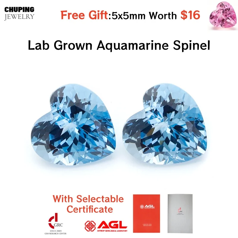 3A+ Grade Heart Shape Lab Grown Aquamarine Spinel Flame Melted With AGL Certificate Loose Gemstone For Earrings Jewelry Making
3A+ Grade Heart Shape Lab Grown Aquamarine Spinel Flame Melted With AGL Certificate Loose Gemstone For Earrings Jewelry Making