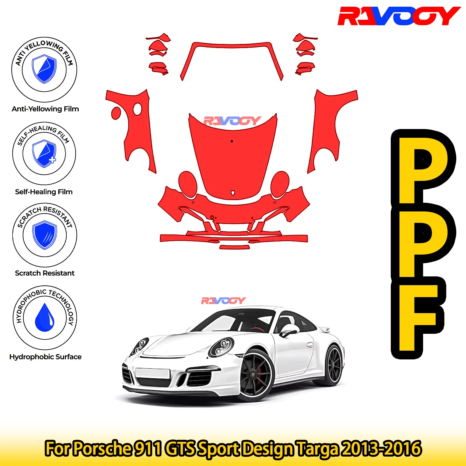 Для Porsche 911 GTS Sport Design Targa 2013-2016 глянцевый матовый черный предварительно вырезанный передний комплект PPF, защитная пленка для краски
Для Porsche 911 GTS Sport Design Targa 2013-2016 глянцевый матовый черный предварительно вырезанный передний комплект PPF, защитная пленка для краски