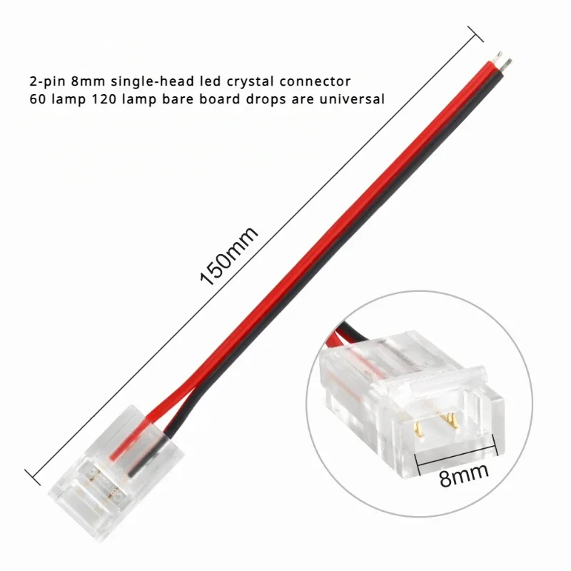 2Pin 8mm LED Strips Lights Connector LED Strip Lamps Lights Bar Conector LED monochrome soft light with crystal buckle connector
2Pin 8mm LED Strips Lights Connector LED Strip Lamps Lights Bar Conector LED monochrome soft light with crystal buckle connector
