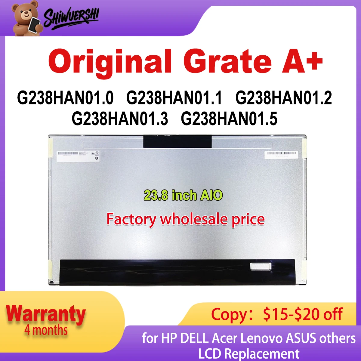 23,8 "Новый оригинальный G238HAN01.0 G238HAN01.1 G238HAN01.2 G238HAN01.3 G238HAN01.5 ЖК-дисплей 60 Гц 30 контактов
23,8 "Новый оригинальный G238HAN01.0 G238HAN01.1 G238HAN01.2 G238HAN01.3 G238HAN01.5 ЖК-дисплей 60 Гц 30 контактов