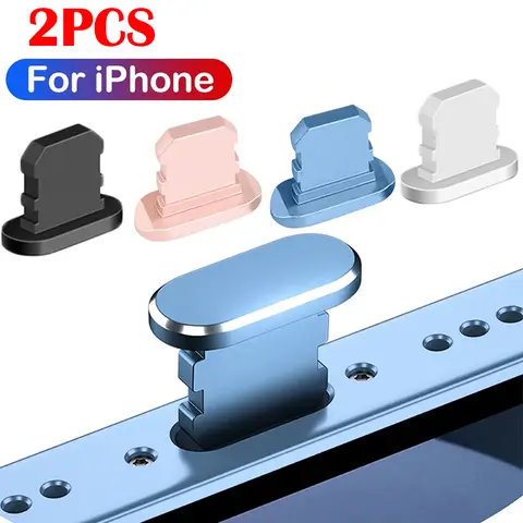 Bouchon anti-poussière en métal, 2 pièces, Port de chargement, pour iPad iPhone 14 Plus 13 12 Mini 11 Pro Max Xr pour ios Lightning Plug, accessoires