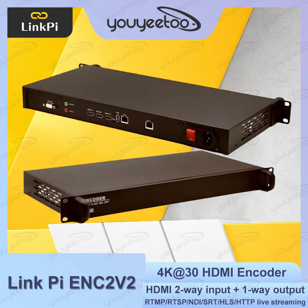 Link Pi ENC2V2 Dual-Channel 4K@30 HDMI Encoder/Decoder 4GB DDR4 8GB eMMC H264/H265 Live Streaming Box with SRT/RTMP Recording
Link Pi ENC2V2 Dual-Channel 4K@30 HDMI Encoder/Decoder 4GB DDR4 8GB eMMC H264/H265 Live Streaming Box with SRT/RTMP Recording