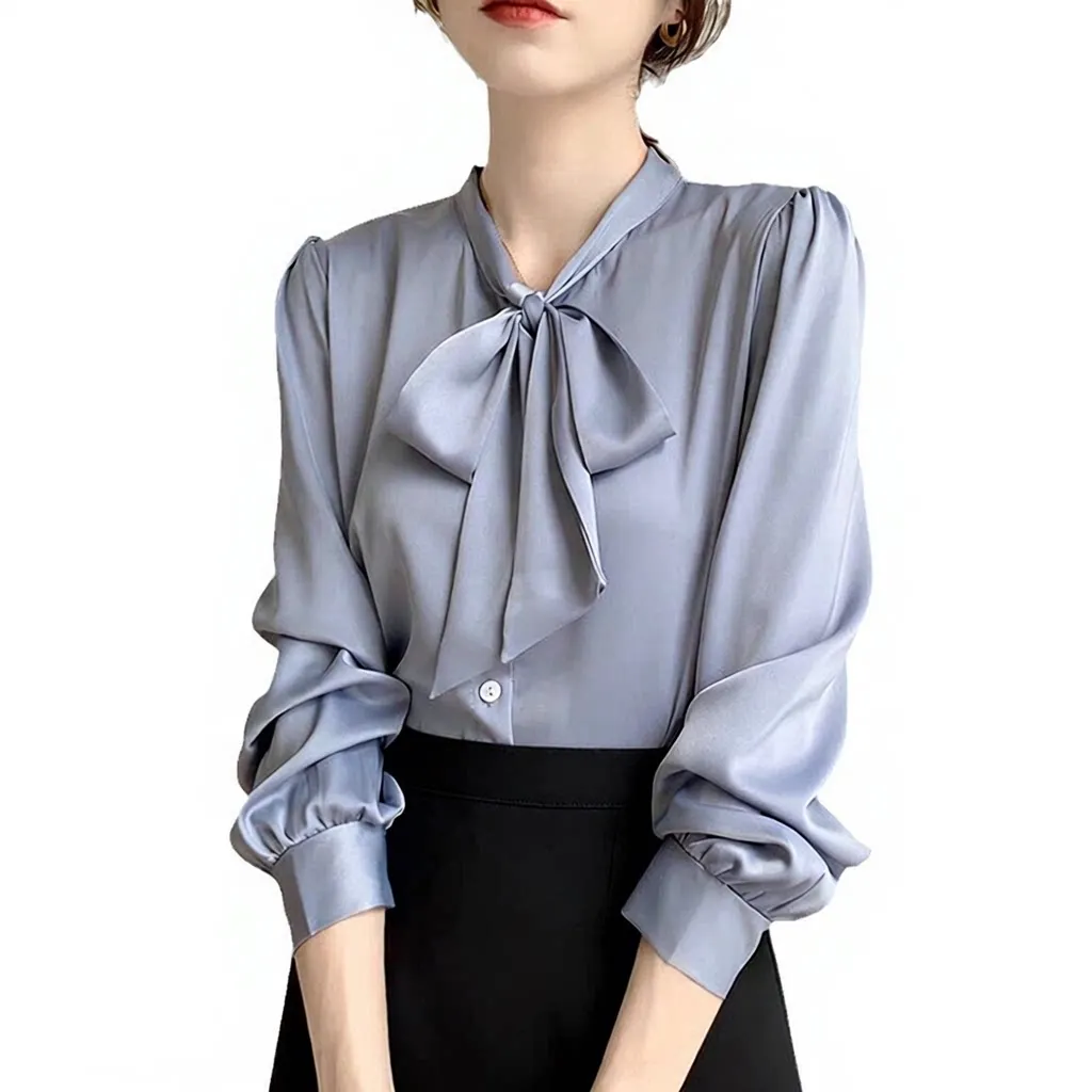Gray Blue Silk Shirt Women's Long Sleeve Spring Versatile Retro Hong Style Drapey Commute Light Mature Button down Blouse
Gray Blue Silk Shirt Women's Long Sleeve Spring Versatile Retro Hong Style Drapey Commute Light Mature Button down Blouse