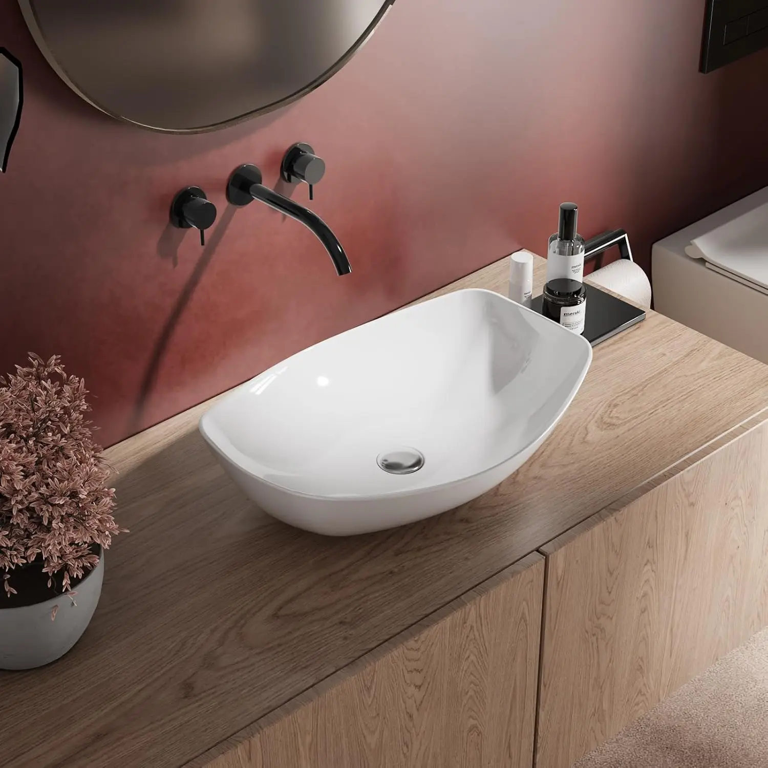 Boat Shape Vessel Sink, 22x16 inch White Porcelain Ceramic Above Counter Vanity Basin
Boat Shape Vessel Sink, 22x16 inch White Porcelain Ceramic Above Counter Vanity Basin