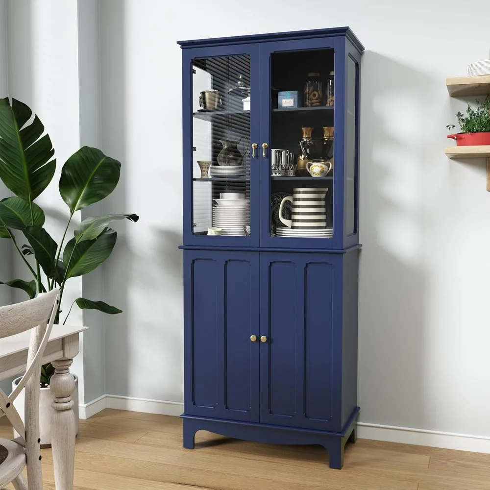 Classical Tall Kitchen Pantry Cabinet with Glass Door and Adjustable Shelves for Storage
Classical Tall Kitchen Pantry Cabinet with Glass Door and Adjustable Shelves for Storage