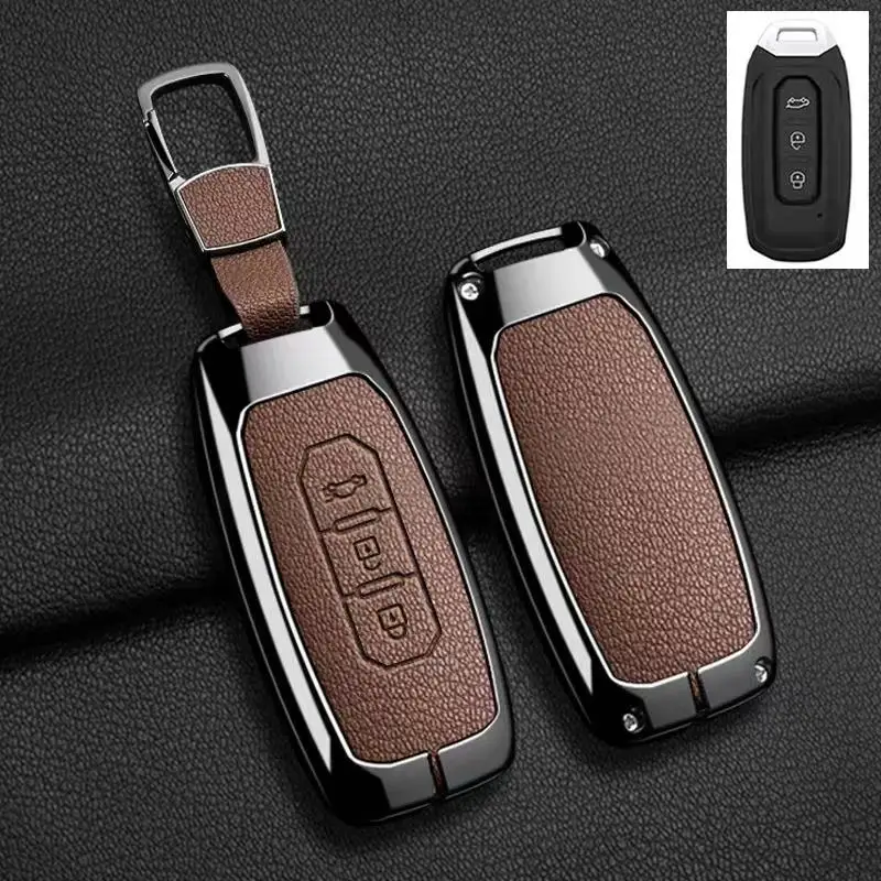 Zinc alloy+leather 3-button car smart keychain protective case, suitable for Ford Territory EV car remote keychain accessories
Zinc alloy+leather 3-button car smart keychain protective case, suitable for Ford Territory EV car remote keychain accessories