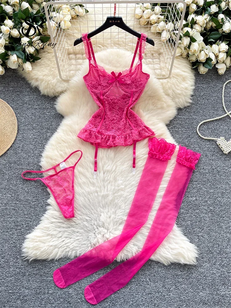 Кружевные комплекты сексуального нижнего белья 2025, женский дизайн с бретелями, корсет, прозрачный бюстгальтер + стринги + шелковые чулки, прозрачная эротическая ночная рубашка
Кружевные комплекты сексуального нижнего белья 2025, женский дизайн с бретелями, корсет, прозрачный бюстгальтер + стринги + шелковые чулки, прозрачная эротическая ночная рубашка