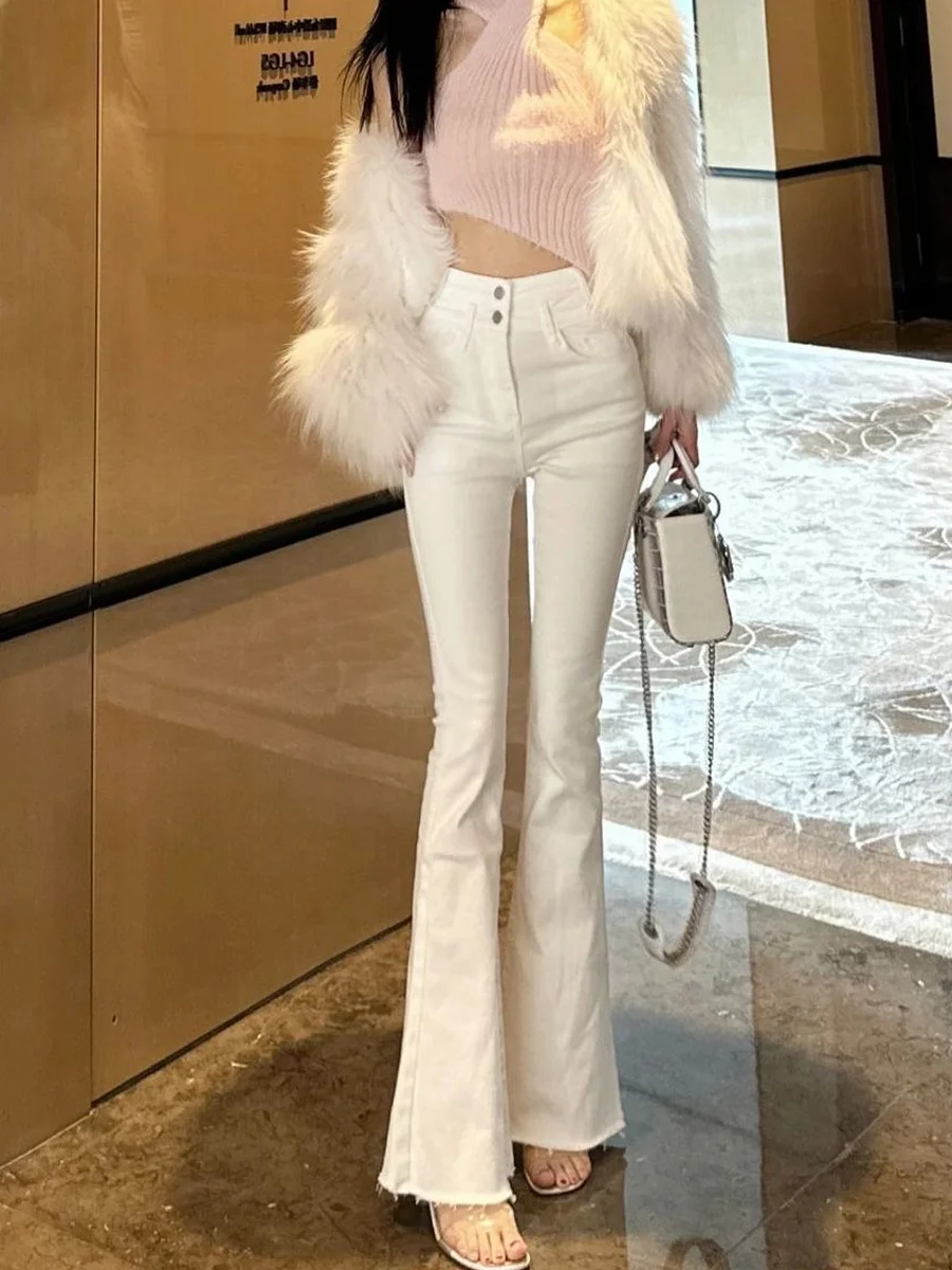 White Bell Bottom Elastic Jeans Women's High Waist Slimming Long Trousers Summer New Style Floor-Length Bell Pants
White Bell Bottom Elastic Jeans Women's High Waist Slimming Long Trousers Summer New Style Floor-Length Bell Pants