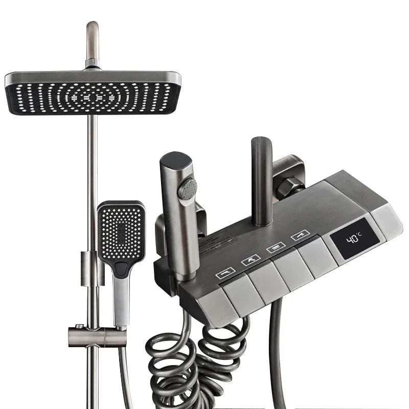 Top 1 Brass Shower System Gun Gray LED Digital Display Bathroom Shower Faucet Piano Keys Bathtub Rain Shower Mixer Set
Top 1 Brass Shower System Gun Gray LED Digital Display Bathroom Shower Faucet Piano Keys Bathtub Rain Shower Mixer Set