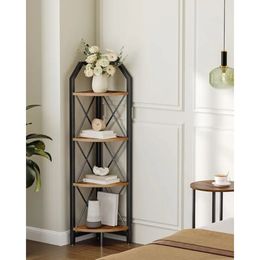 Corner Shelf, 4-Shelf Industrial Corner Bookshelf, Space-Saving Corner Storage Stand, Plant Stand Display Shelf, Bedroom, Livin
Corner Shelf, 4-Shelf Industrial Corner Bookshelf, Space-Saving Corner Storage Stand, Plant Stand Display Shelf, Bedroom, Livin