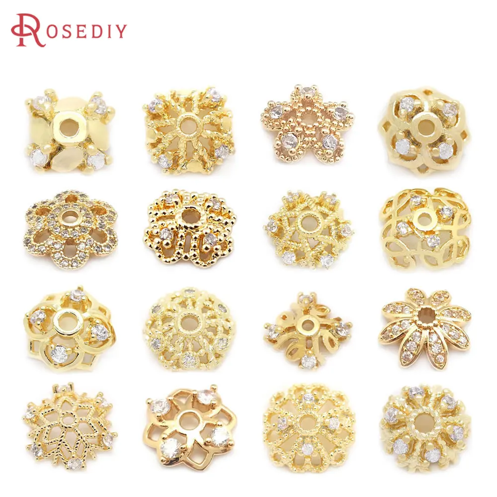 18K Gold Color Brass and Zircon Snowflake Flower Beads Caps Jewelry Earrings Beads Making High Quality Diy Findings Accessories
18K Gold Color Brass and Zircon Snowflake Flower Beads Caps Jewelry Earrings Beads Making High Quality Diy Findings Accessories