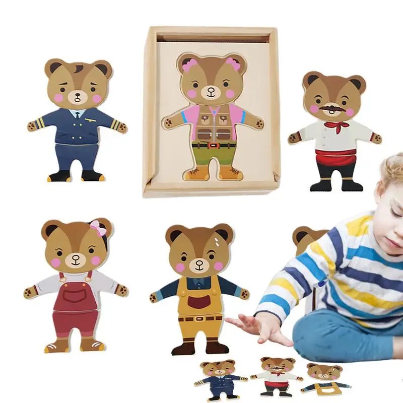 Wooden Bear Family Dress-Up Change Clothes Play Set Wooden Sorting And Matching Jigsaw Puzzle Cognitive Change Clothes Play Set
Wooden Bear Family Dress-Up Change Clothes Play Set Wooden Sorting And Matching Jigsaw Puzzle Cognitive Change Clothes Play Set