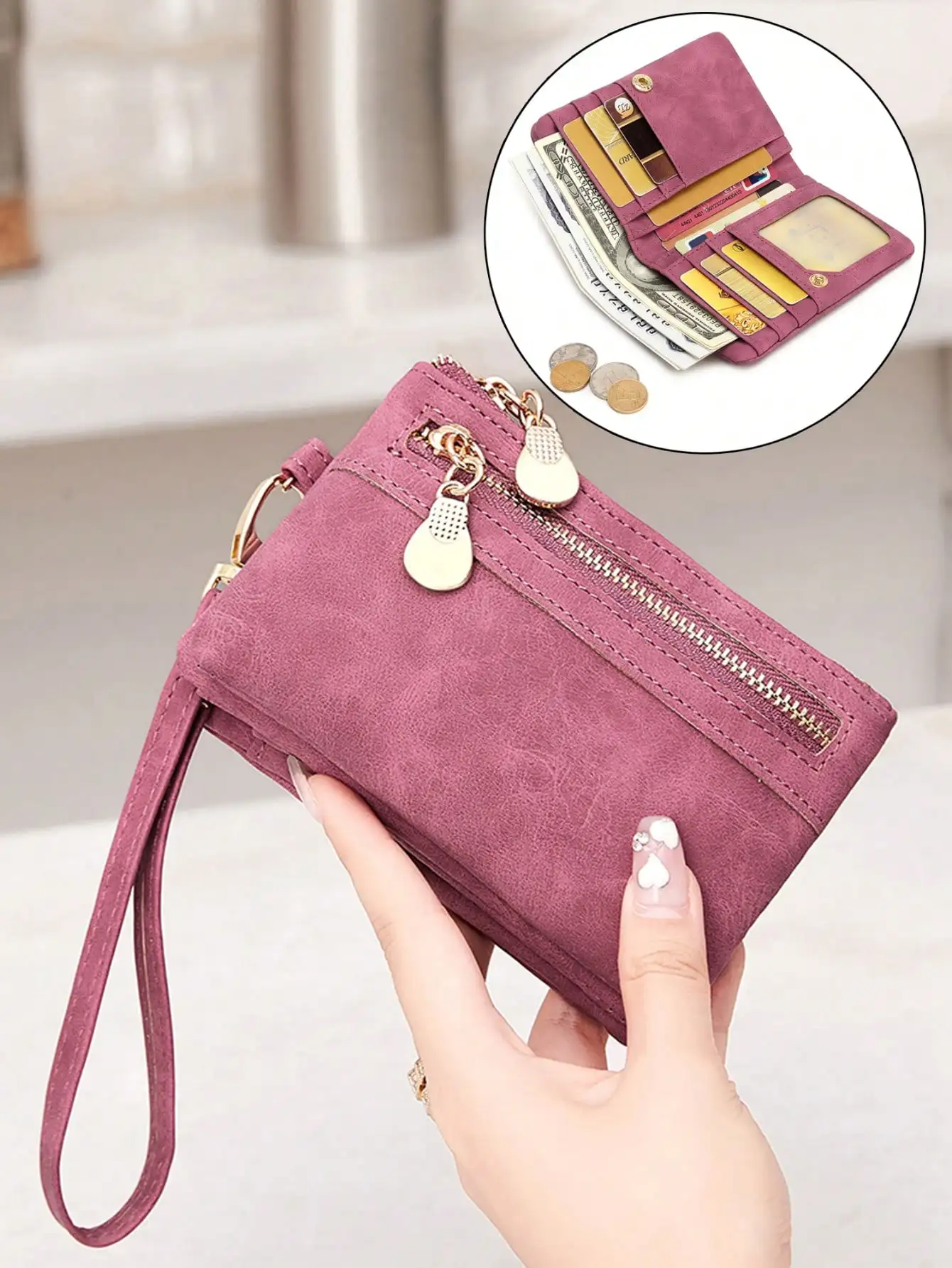 MIYIN Retro Fashion PU Leather Bifold Women's Short Wallet - Casual Portable Card Holder With Zipper Coin Pouch, Card Slots, ID Window And Wrist Strap, Daily Coffee Companion Gift, Women Wristlet Wallet, Compact Purse
MIYIN Retro Fashion PU Leather Bifold Women's Short Wallet - Casual Portable Card Holder With Zipper Coin Pouch, Card Slots, ID Window And Wrist Strap, Daily Coffee Companion Gift, Women Wristlet Wallet, Compact Purse