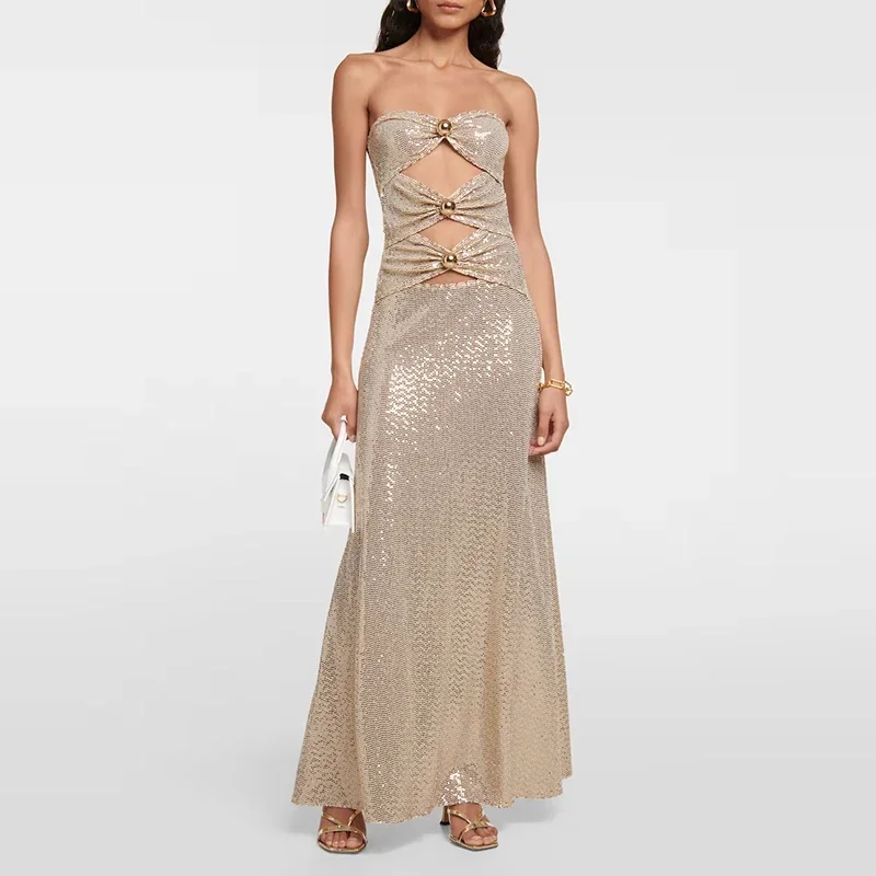 LIBIELIY Fashion Shiny Sequins Slim Long Dress 2025 Elegant High Waist Club Party Dress Women Sexy Hollow Out Sleeveless Evenin
LIBIELIY Fashion Shiny Sequins Slim Long Dress 2025 Elegant High Waist Club Party Dress Women Sexy Hollow Out Sleeveless Evenin