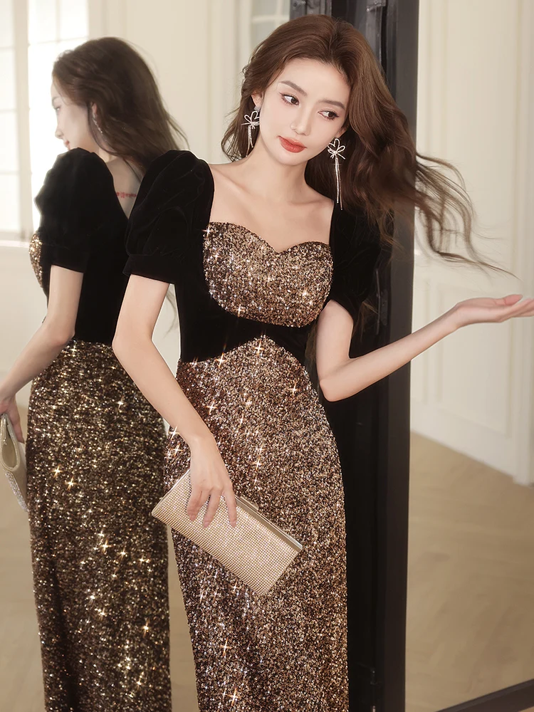 Ele Fi Tail Evening Gown Women's Host Dr Luxury High Quali Korean Sle Long Sve KTV Wedding Par Dr
Ele Fi Tail Evening Gown Women's Host Dr Luxury High Quali Korean Sle Long Sve KTV Wedding Par Dr