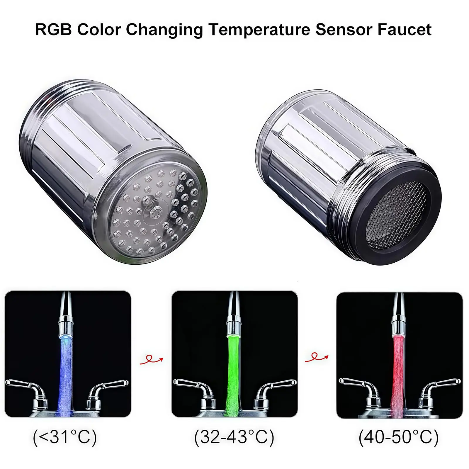 Automatic LED Faucet Light 3 Color Changing Water Saving Tap Nozzle for Kitchen Bathroom Sink Stream Glow Spray Aerator Head
Automatic LED Faucet Light 3 Color Changing Water Saving Tap Nozzle for Kitchen Bathroom Sink Stream Glow Spray Aerator Head