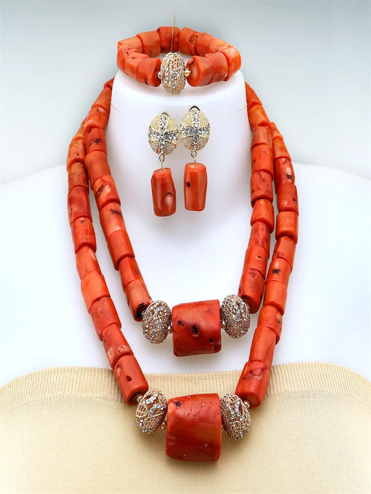 Luxury Nigerian Wedding African Natural Coral Beads Jewelry Set Real Coral Bead Necklace Jewelry Set for Women Bride
Luxury Nigerian Wedding African Natural Coral Beads Jewelry Set Real Coral Bead Necklace Jewelry Set for Women Bride