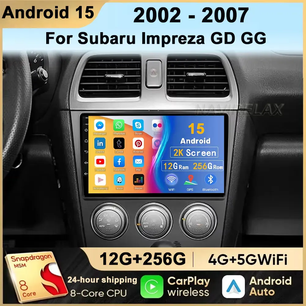 Автомобильное радио для Subaru Impreza GD GG 2003-2006 Android 15 навигация мультимедийный плеер стерео Wi-Fi + 4G видео головное устройство BT DSP DVD
Автомобильное радио для Subaru Impreza GD GG 2003-2006 Android 15 навигация мультимедийный плеер стерео Wi-Fi + 4G видео головное устройство BT DSP DVD