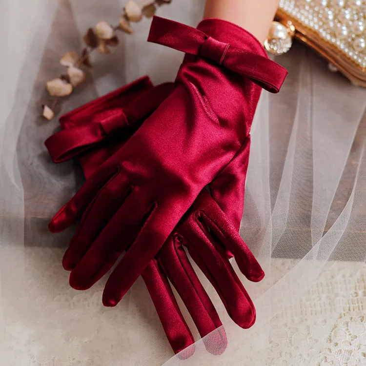 Women's Elegant Bow Wine Red Satin Glove Female Spring Summer Vintage Sunscreen Driving Photograph Party Glove R2253
Women's Elegant Bow Wine Red Satin Glove Female Spring Summer Vintage Sunscreen Driving Photograph Party Glove R2253