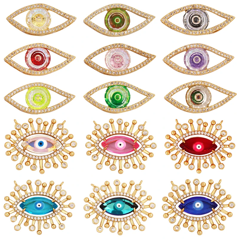 Hollow Out Colorful Zircon Evil Eye Charm Pendant,18K Gold Plated Double Ear Necklace Jewelry Findings Accessories Supplies L28
Hollow Out Colorful Zircon Evil Eye Charm Pendant,18K Gold Plated Double Ear Necklace Jewelry Findings Accessories Supplies L28