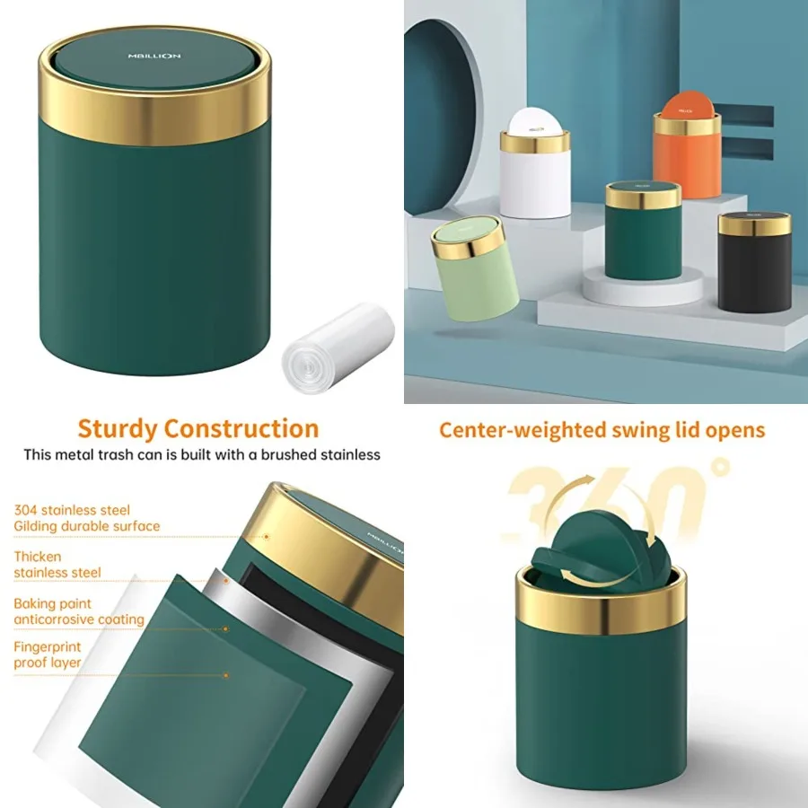 Mini Trash Can with Lid, Desktop Small Trash Can Recycling Bin Cute Metal Garbage Can for Tabletop Countertop Use, Stainess Ste
Mini Trash Can with Lid, Desktop Small Trash Can Recycling Bin Cute Metal Garbage Can for Tabletop Countertop Use, Stainess Ste