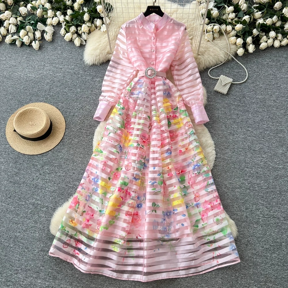 2026 Spring Gorgeous Flower Organza Long Dress Female Stand Collar Lantern Sleeve High Quality French Vintage Print Maxi Dresses
2026 Spring Gorgeous Flower Organza Long Dress Female Stand Collar Lantern Sleeve High Quality French Vintage Print Maxi Dresses