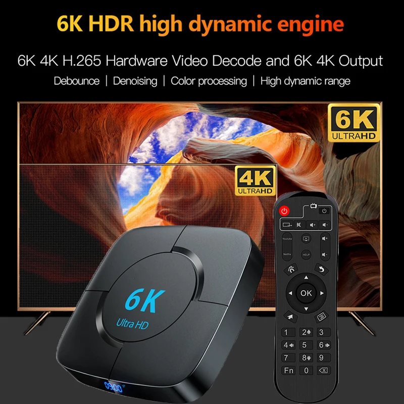 Smart Box Tv Android 10 2.4G/5GHz Wifi Bluetooth Android TV Box 6K HDR Media Player 3D Video Set Top Box
Smart Box Tv Android 10 2.4G/5GHz Wifi Bluetooth Android TV Box 6K HDR Media Player 3D Video Set Top Box