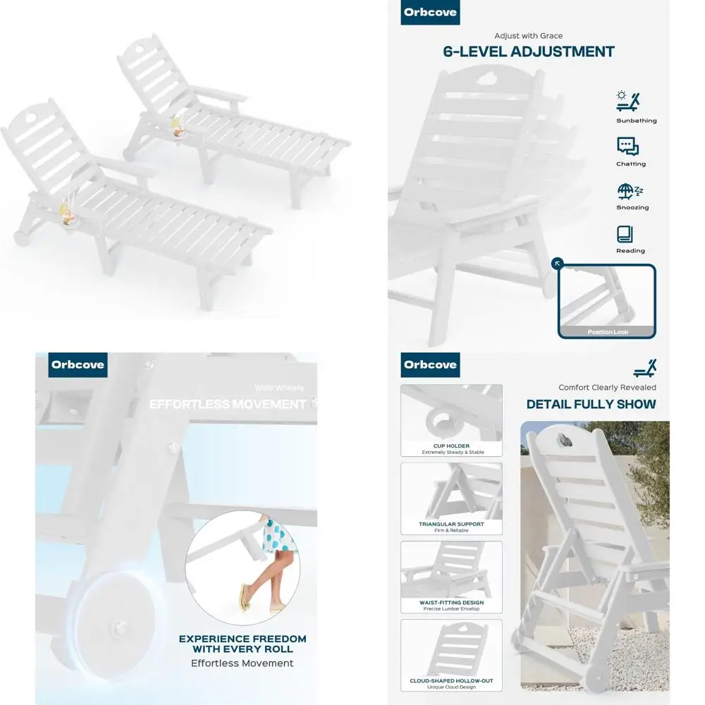 Poolside HDPE Chaise Lounge with 6-Position Adjustable Backrest and Drink Holder
Poolside HDPE Chaise Lounge with 6-Position Adjustable Backrest and Drink Holder