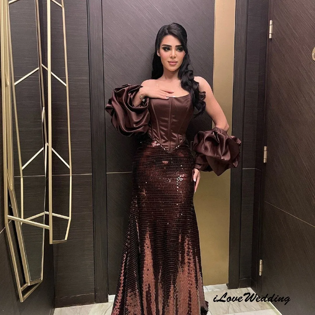 Dark Brown Strapless Sequin Prom Dresses 2025 Boat Neck Elegant Mermaid Wedding Party Dress Half Sleeve Evening Dress Customized
Dark Brown Strapless Sequin Prom Dresses 2025 Boat Neck Elegant Mermaid Wedding Party Dress Half Sleeve Evening Dress Customized