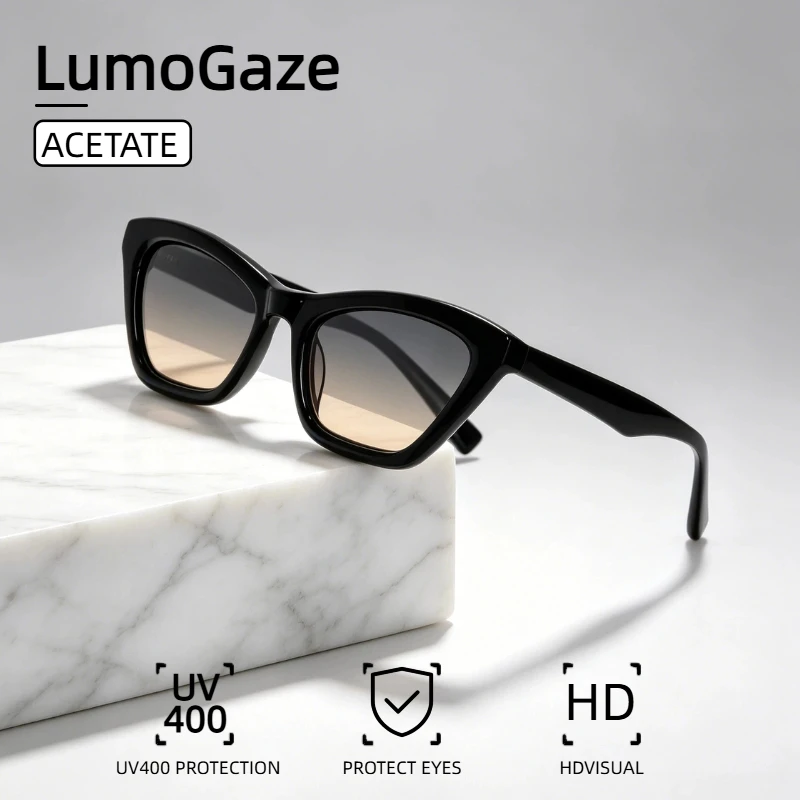 LumoGaze Vintage Black Acetate Slim Fit Women's Sunglasses Acetate Luxury Brand Designer Cat Eye Sunglasses UV400 Nylon Lenses
LumoGaze Vintage Black Acetate Slim Fit Women's Sunglasses Acetate Luxury Brand Designer Cat Eye Sunglasses UV400 Nylon Lenses