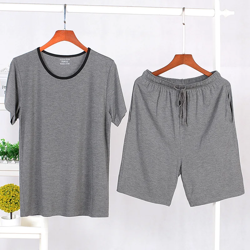 Summer Short Sleeve Shorts Two Piece Set Modal Pijamas Suit Elastic Waist Sleepwear Plus Size Men Pajamas Loose Loungewear
Summer Short Sleeve Shorts Two Piece Set Modal Pijamas Suit Elastic Waist Sleepwear Plus Size Men Pajamas Loose Loungewear