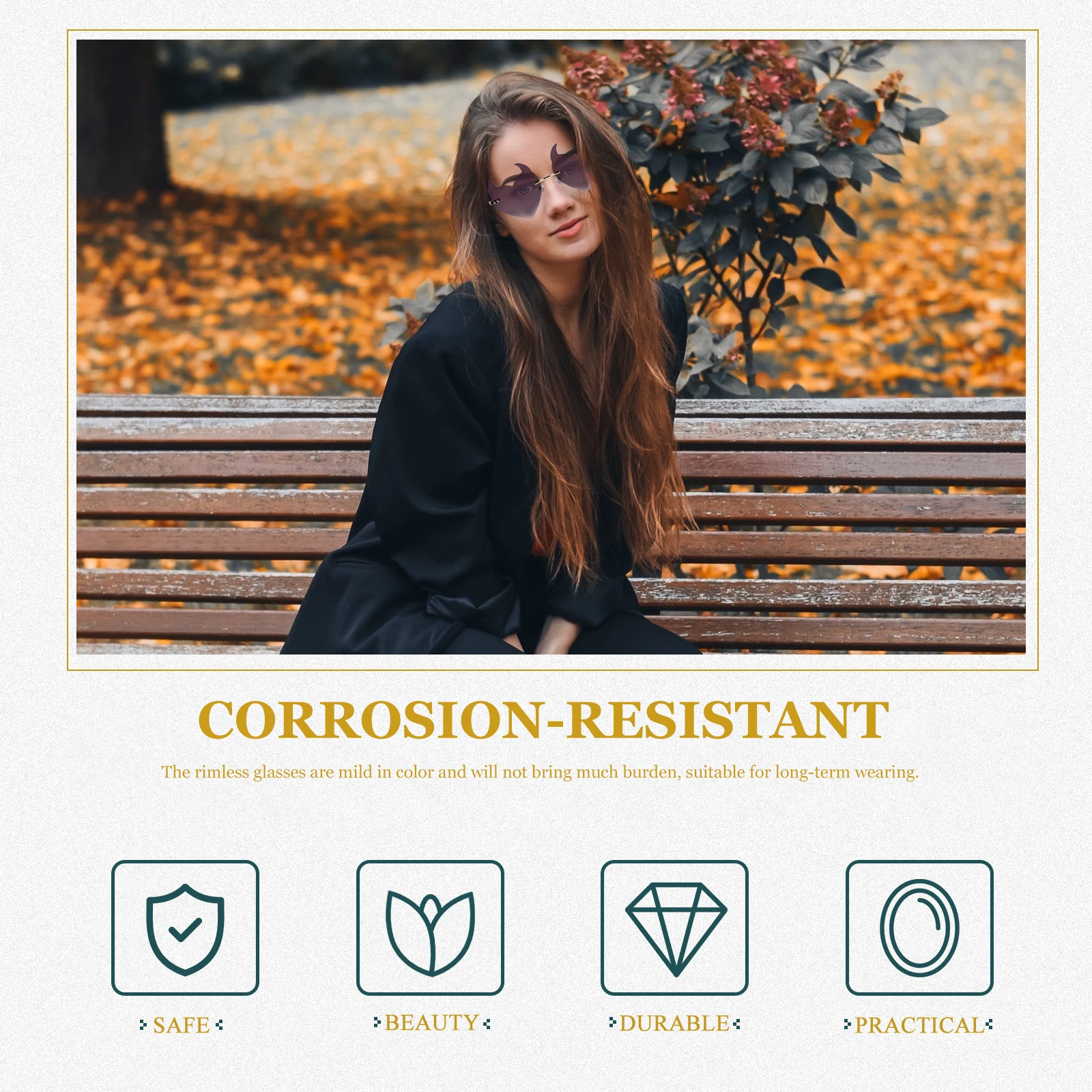 Heart Shaped Horn Rimless Sunglasses Fashion Accessories for Women Men Cool Travel Frameless Eyeglasses Metal Gold
Heart Shaped Horn Rimless Sunglasses Fashion Accessories for Women Men Cool Travel Frameless Eyeglasses Metal Gold