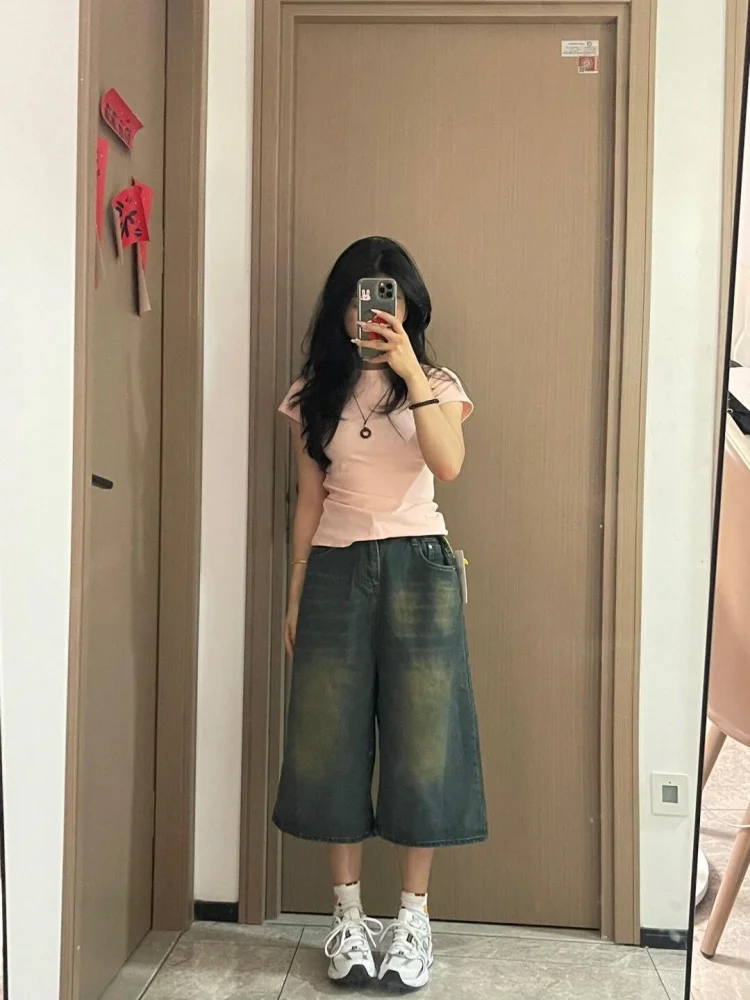 American High Street Vintage Wide Leg Mid-Length Jeans Women Summer High Waist plus Size Slimming Loose Straight Short Pants
American High Street Vintage Wide Leg Mid-Length Jeans Women Summer High Waist plus Size Slimming Loose Straight Short Pants