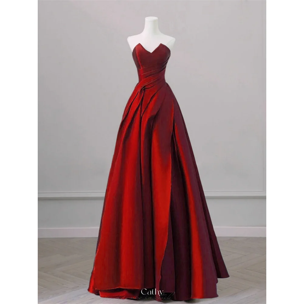 Cathy Customized Burgundy Sweetheart Neck A-Line Prom Dresses Draped Sleeveless vestidos de noiva Floor-Length Formal Evening
Cathy Customized Burgundy Sweetheart Neck A-Line Prom Dresses Draped Sleeveless vestidos de noiva Floor-Length Formal Evening