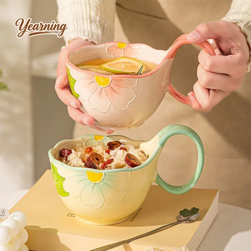 Hand Painted Relief Curved Handle Breakfast Cup Ceramic Mug High Capacity Oat Milk Coffee Mug for Women High Value
Hand Painted Relief Curved Handle Breakfast Cup Ceramic Mug High Capacity Oat Milk Coffee Mug for Women High Value