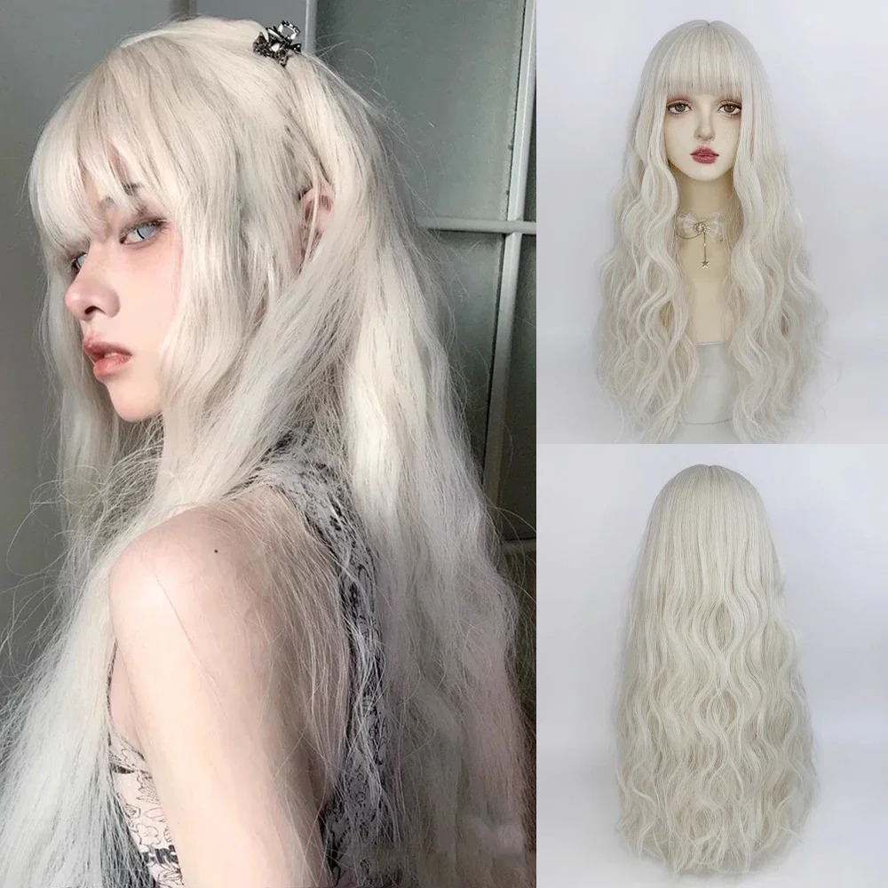 Synthetic Long Wavy Beige White Curly Hairstyle Wig with Bangs Women Natural Lolita Cosplay Hair Wig for Daily Party
Synthetic Long Wavy Beige White Curly Hairstyle Wig with Bangs Women Natural Lolita Cosplay Hair Wig for Daily Party