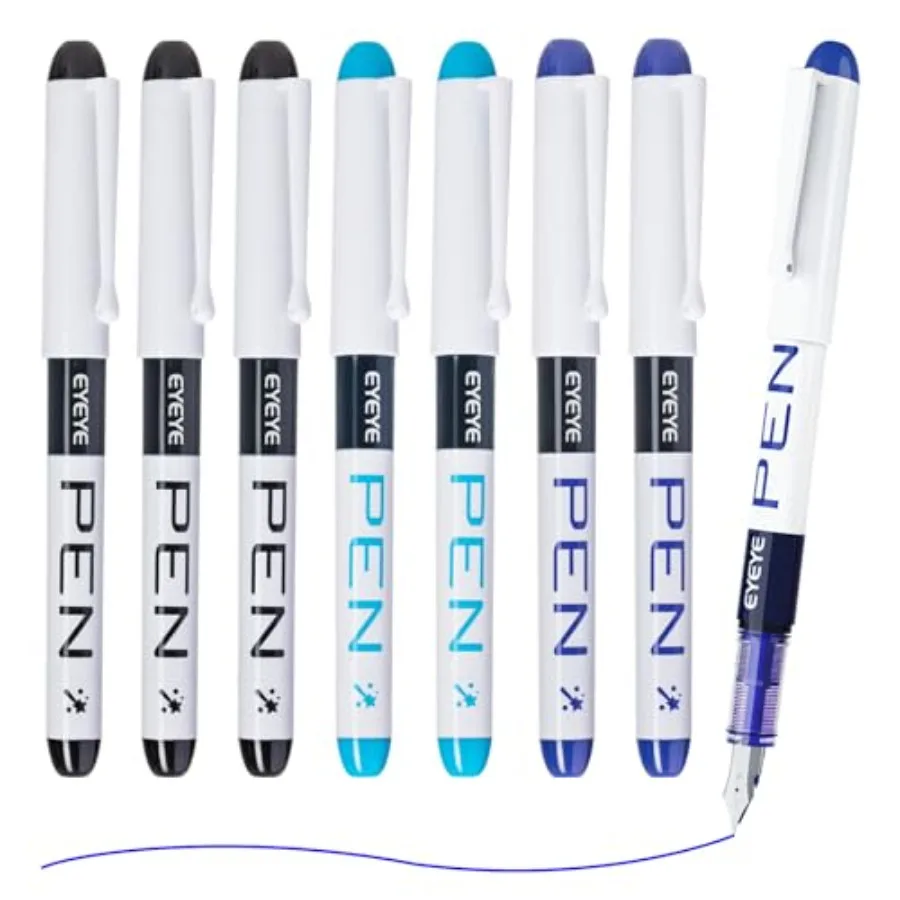 Disposable Fountain Pens, 8 Pack 3 Colors Fine Point Pens Stainless Steel Nib, Fountain Pens Smooth Writing for Journaling, Dra
Disposable Fountain Pens, 8 Pack 3 Colors Fine Point Pens Stainless Steel Nib, Fountain Pens Smooth Writing for Journaling, Dra