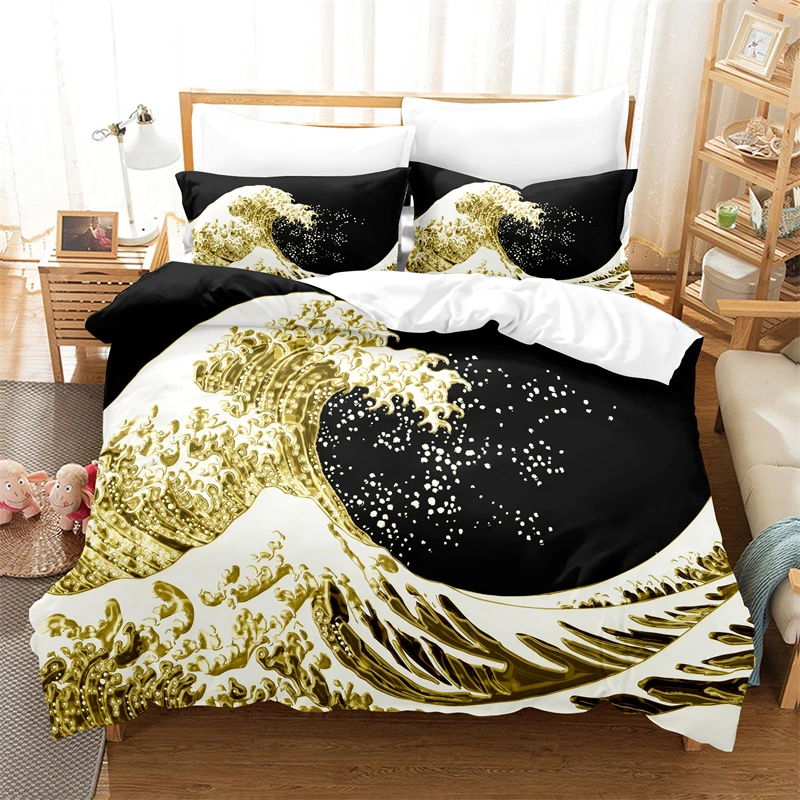 Golden Wave Bedding Set Duvet Cover Set 3d Bedding Digital Printing Bed Linen Queen Size Bedding Set Fashion Design
Golden Wave Bedding Set Duvet Cover Set 3d Bedding Digital Printing Bed Linen Queen Size Bedding Set Fashion Design