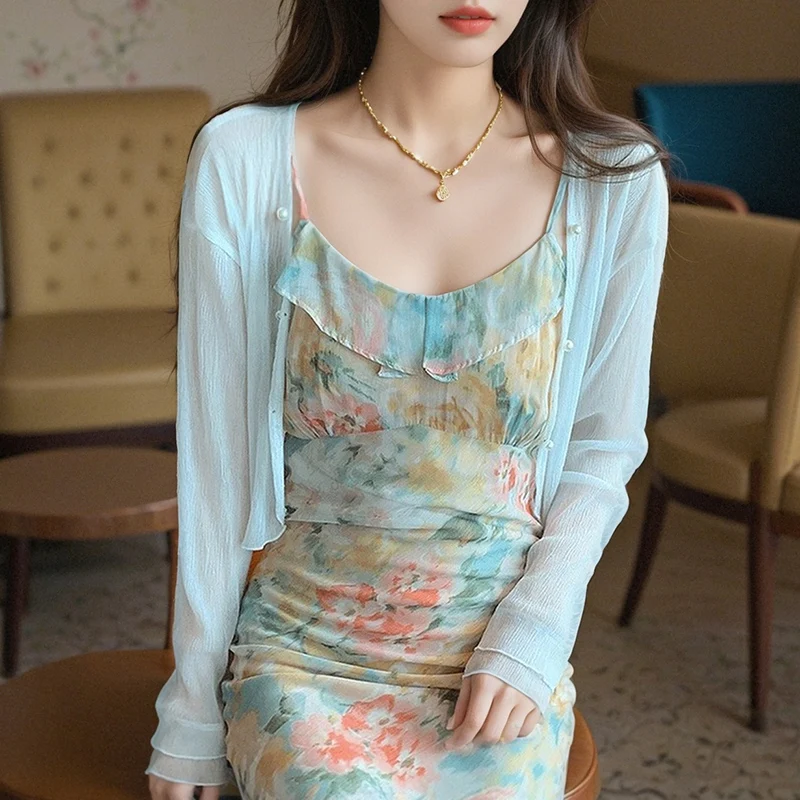 Summer New Long Sleeve Shawl Chiffon Women Shirt White Elegant Sunscreen Shirt Blouse Women Tops Camisas De Mujer Blusas N593
Summer New Long Sleeve Shawl Chiffon Women Shirt White Elegant Sunscreen Shirt Blouse Women Tops Camisas De Mujer Blusas N593