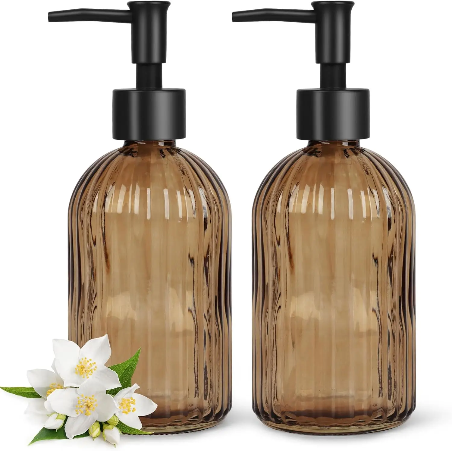 2 Pack Glass Soap Dispenser with Black Pump, 400ml Rustproof for Kitchen Bathroom, Lotions Essential Oils - Amber
2 Pack Glass Soap Dispenser with Black Pump, 400ml Rustproof for Kitchen Bathroom, Lotions Essential Oils - Amber