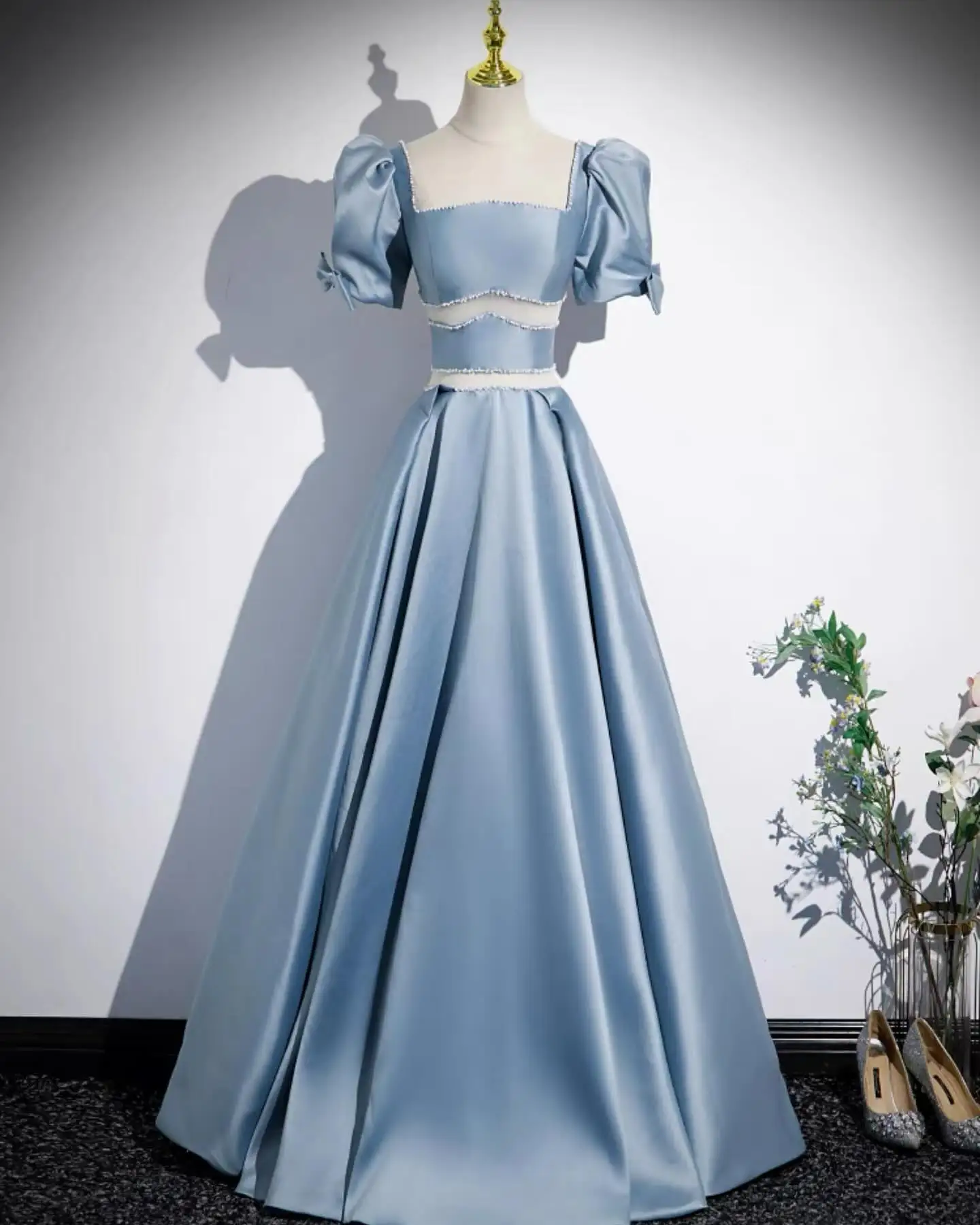 Customized Classic Satin Pearls Beading 3D Bow Evening Dresses High Quality Short Sleeves Prom Dress Custom Size Party
Customized Classic Satin Pearls Beading 3D Bow Evening Dresses High Quality Short Sleeves Prom Dress Custom Size Party