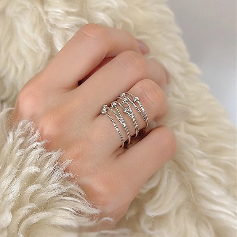 925 Sterling Silver Geometric Charming Multi Line Bead Opening Ring for Women Fine Jewelry Minimalist Accessories
925 Sterling Silver Geometric Charming Multi Line Bead Opening Ring for Women Fine Jewelry Minimalist Accessories