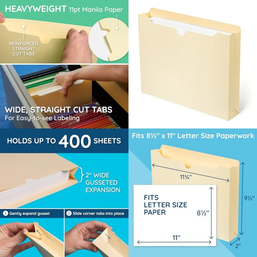File Jacket, 50 Folders, Reforced Straight Cut Tab, Heavy Duty Expansion Pocket,,50 Pack
File Jacket, 50 Folders, Reforced Straight Cut Tab, Heavy Duty Expansion Pocket,,50 Pack