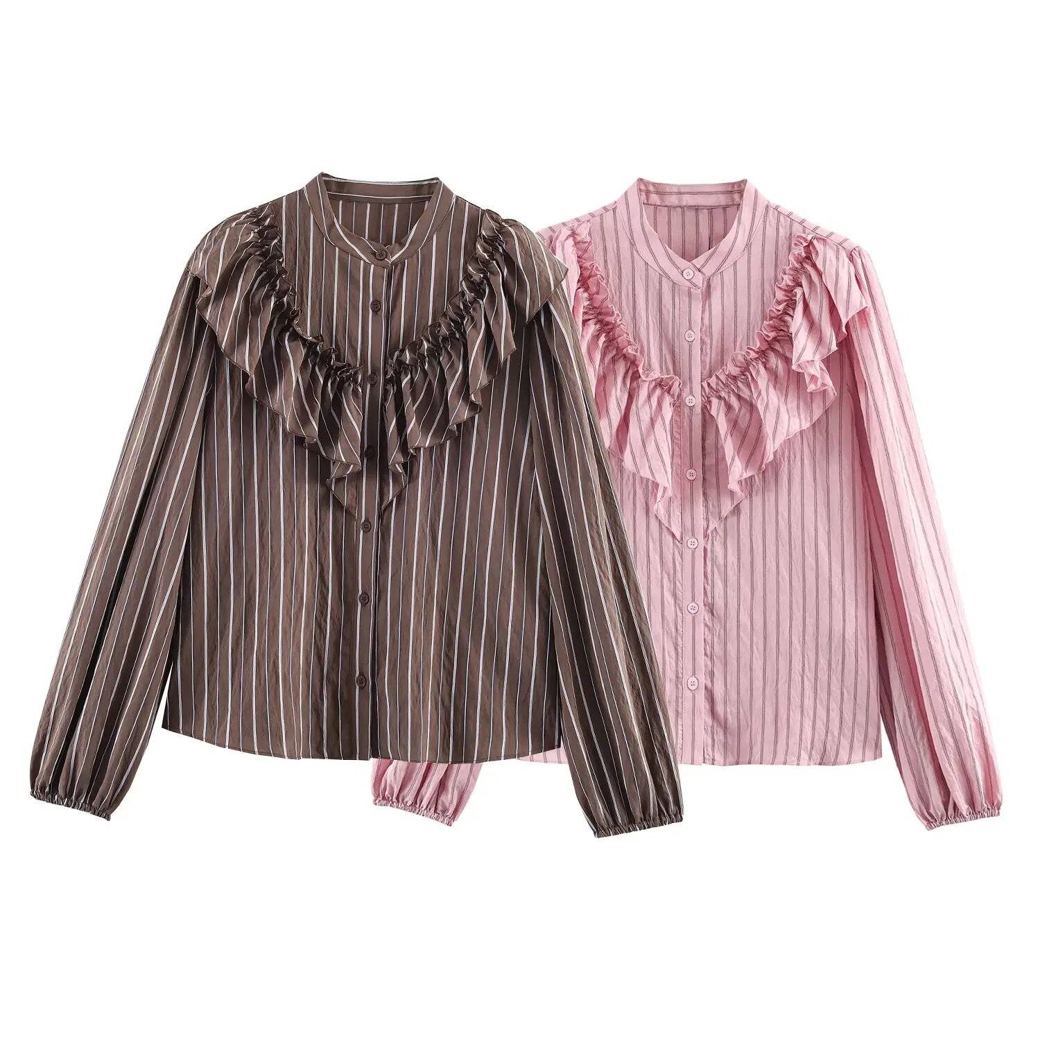 2026 Woman New Fashion Single-button Ruffled Decoration Loose Slim High Street Tops Women Stripes Long Sleeves Casual Shirt
2026 Woman New Fashion Single-button Ruffled Decoration Loose Slim High Street Tops Women Stripes Long Sleeves Casual Shirt
