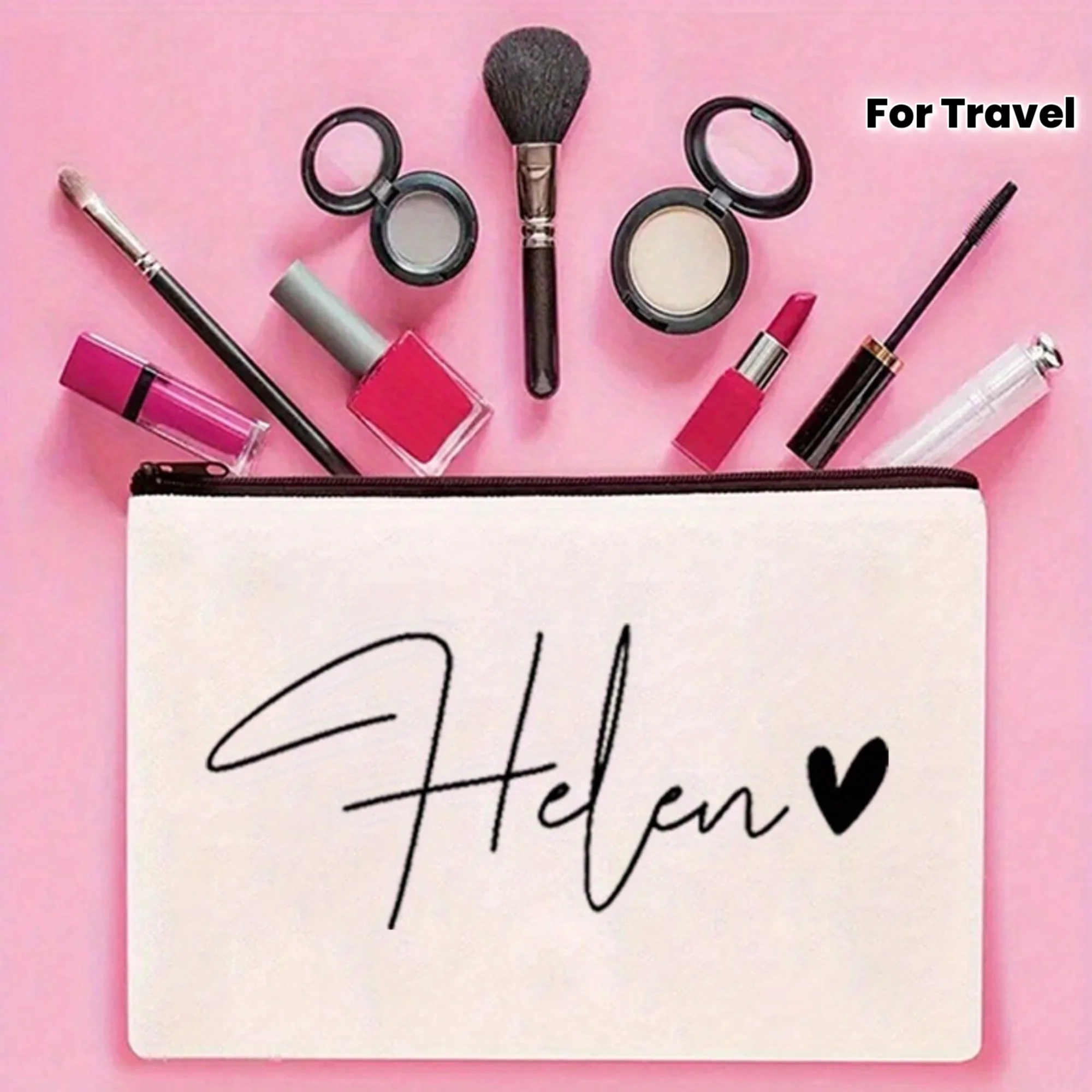 Personalized Makeup Bag Custom Name Cosmetic Pouch with Heart Symbol Lightweight Polyester Zippered Travel Organizer Women's
Personalized Makeup Bag Custom Name Cosmetic Pouch with Heart Symbol Lightweight Polyester Zippered Travel Organizer Women's